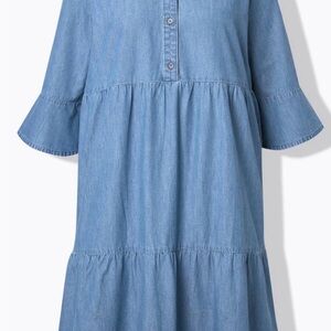 Ulla Popken Blue Denim Dress with Flared Sleeves Size 24/26 3X NWT